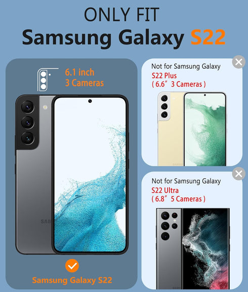 BNIUT for Samsung Galaxy S22 5G Case: Dual Layer Protective Heavy Duty Cell Phone Cover Shockproof Rugged with Non Slip Textured Back - Military P...