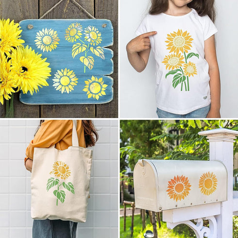 20 Pieces Sunflower Stencils Reusable Sunflowers Flower Stencils for Painting on Wood Wall Floral Stencil for Painting on Furniture,Canvas, Paper,...