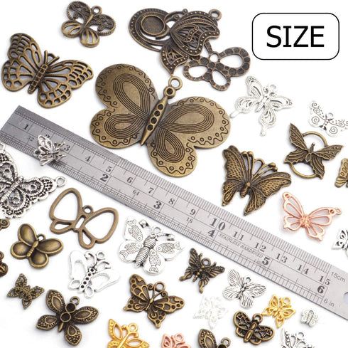 100g Mixed Butterfly Charms Vintage Fly Insect Pendant Charms for Necklace Bracelet Jewelry Making Crafting...