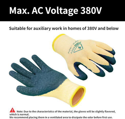 Electrical Insulated Gloves, 400V High Voltage Resistance Electrician Safety Gloves, Rubber Non Slip Work Gloves...
