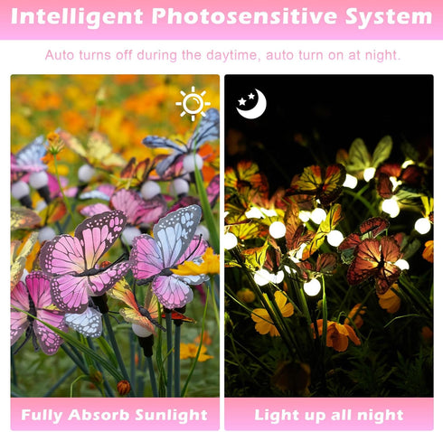 Garden Solar Light Outdoor Decorative, Swaying Butterfly Light, Swaying in The Wind, Solar Outdoor Lights, Yard Patio Pathway Decoration(2 Pack)...