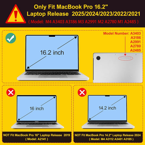 May Chen Compatible with M4 MacBook Pro 16 inch A3403 Max A3186, M3 A2991 M2 A2780 M1 A2485 Pro Max 2024-2021 Release, Plastic Hard Shell Case wit...