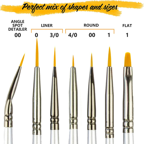 Best Model Miniature Paint Brushes - Small Detail Paint Brush Set - 7 pcs Model Paint Brushes for Miniature Painting, Fine Detailing – Tiny, Mini,...