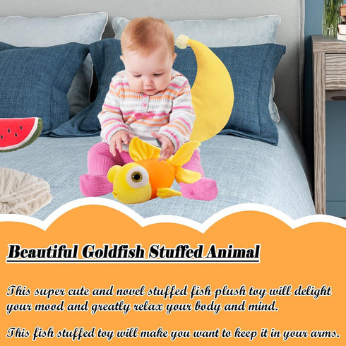 Fish Stuffed Animal Yellow Goldfish Plush Cute Toy Gifts for Kids Adults, 13.78"...