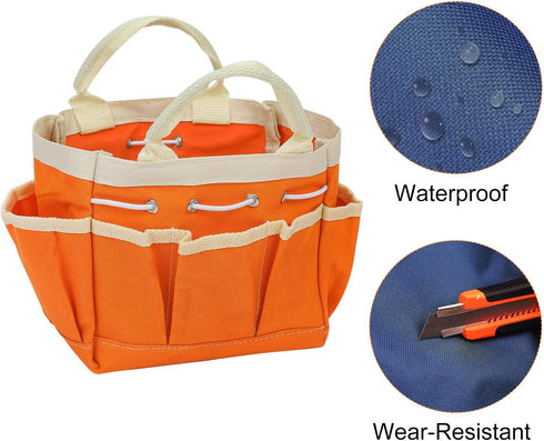 Garden Tool Bag 7.5" x 4" x 5" Large Oxford Waterproof with Pockets Garden Tote Bag Gardening Plant Tool Organizer Storage Carrier Store for Outdo...