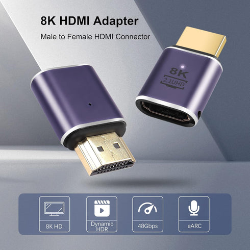 PNGKNYOCN 8K HDMI Adapter, 48Gbps HDMI 2.1 Male to Female Extender Support 8K@60Hz, 4K@120Hz, HDR, eARC for HDTV,Laptop,Monitor,Projector?2-Pack?...