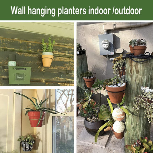 TreeLen Flower Plant Holder Ring Wall Mounted,4 Inch Plant Wall Hanger Rings,Metal Plant Holders Wall Planter Hook 3 Pack Black...