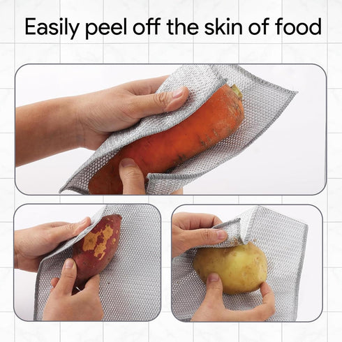 Non Scratch Dish Washing Cloth Wire Kitchen Dish Towels Dishwashing Rag Scrub Scratch Cloth Tableware Scrubber and Windows Cleaning Clothes Househ...