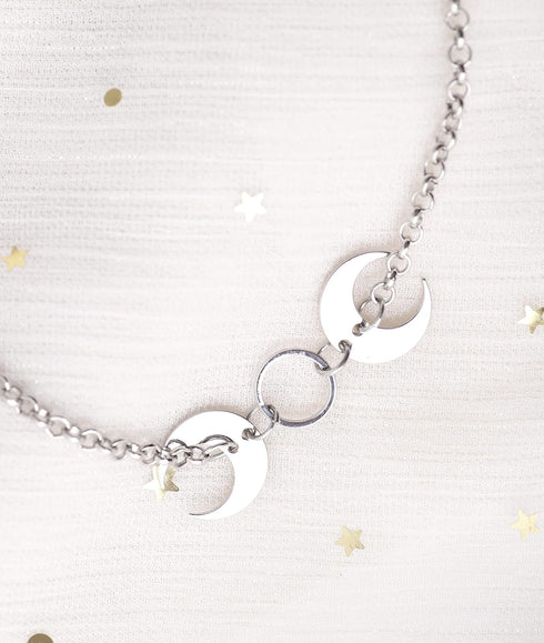 Sacina Gothic Crescent Moon Choker Necklace, Crescent Moon Zinc Alloy Pendant, Goth Gift for Women (Zinc Alloy Moon)...
