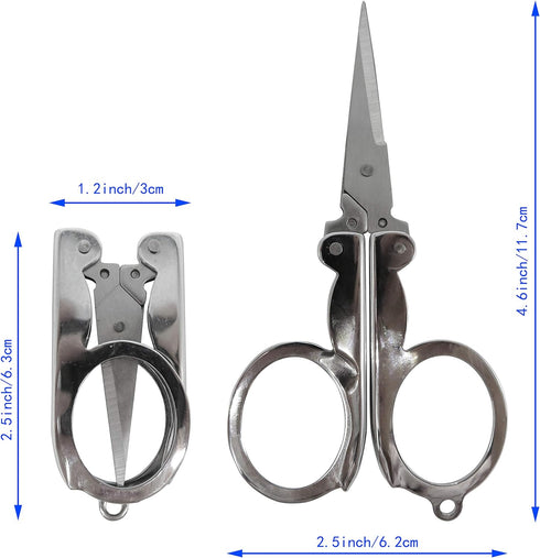 12pcs Stainless Steel Folding Pocket Portable Foldable Mini Travel Scissors Small Scissors Paper Thread Snips Craft Cutter Pointy Sewing Yarn Cutt...