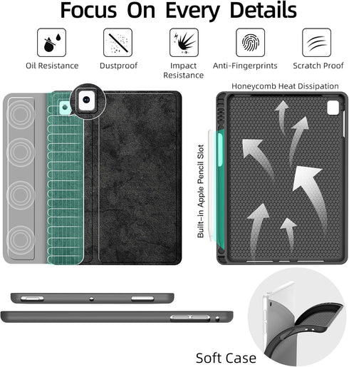 JUQITECH Backlit Keyboard Case for iPad 9.7, iPad 6th Gen(2018), iPad 5th Gen(2017), iPad Pro 9.7, iPad Air 2/1, Smart Tablet Cover Case with Deta...