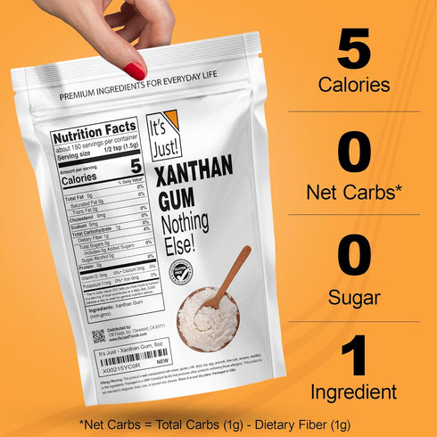 It's Just - Xanthan Gum, 8oz, Batch Tested Gluten Free, Keto Baking, Non-GMO, Thickener for Sauces, Soups, Dressings, Packaged in USA...
