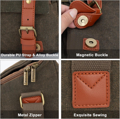 CADeN Compact Camera Bag Case Canvas Leather Trim Compatible for Nikon, Canon, Sony Mirrorless Camera and Lenses Waterproof, Camera Shoulder Messe...