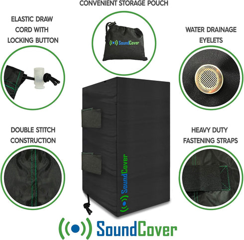 Two Small Outdoor Speaker Covers for C-Bracket Mounted Speakers - Cover Size: Height 9.85" X Width 5.9" X Depth 6.9" - Fits Yamaha NS-AW194, Klips...