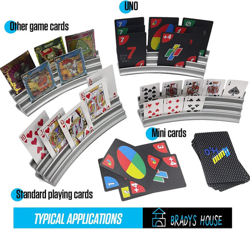 Extendable Plastic Playing Card Holder Set of 4 (Grey), Card Holders for Card Games...