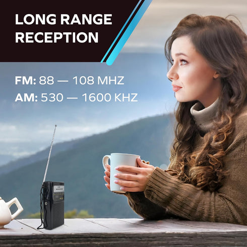 Coby Portable AM/FM Radio, Retro Pocket Radio for Indoor or Outdoor Use, Emergency-Preparedness Essential, 800-Hour Battery, Powerful Speakers, In...
