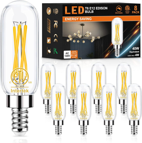 hansang E12 LED Bulbs Dimmable, 40W Equivalent, 3000K Soft White, T6 Tube Candelabra LED Light Bulbs for Chandelier, Light Bulbs Small Base with F...