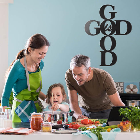 Vivegate God is Good Metal Signs Decor, Black Metal Cross God is Good Sign Wall Decor Religious Kitchen Decor Wall Crosses for Home Decor...
