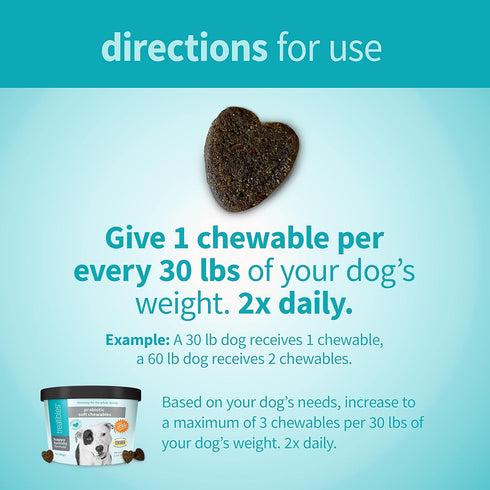 Happy Tummy Probiotic for Dogs Soft Chewables, 5.3 oz - Digestive Support, Immune System, Gut Health...