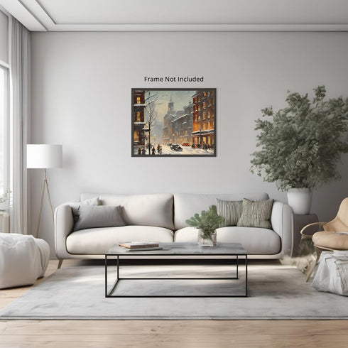 Posterizer 1 pcs-snowy winter city scene in oil painting style-3-Landscape & Nature Art-GIft for Men Women Teens-Dining Room Decor- unframed wall ...
