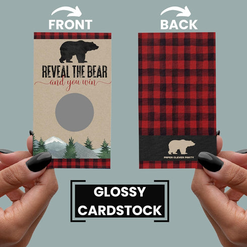Lumberjack Mama Bear Baby Shower Games for Boys - 30 Scratch-Off Prize Cards...