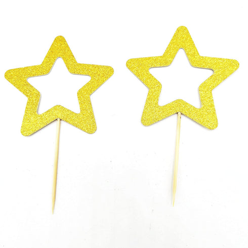 Gold Star Cupcake Toppers Star Cupcake Toppers Twinkle Little Star Decorations Birthday Cupcake Toppers Glitter Star Cake Decoration for Party Bir...