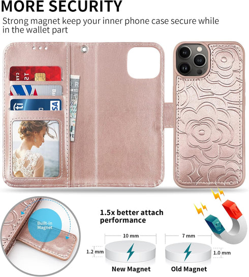 CASEOWL Magnetic Case for iPhone 13 Pro Max Wallet Case- Detachable Wallet Case for iPhone 13 Pro Max 5G - Folio Flip Leather Case Wallet with RFI...