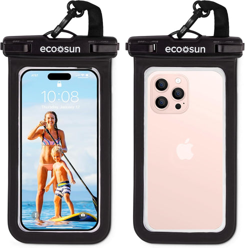 Waterproof Phone Pouch (2-Pack) — Designed in Hawaii — Case Fits All iPhones (incl. 15 Pro Max), Samsung Galaxy S24 & More Black/Black......