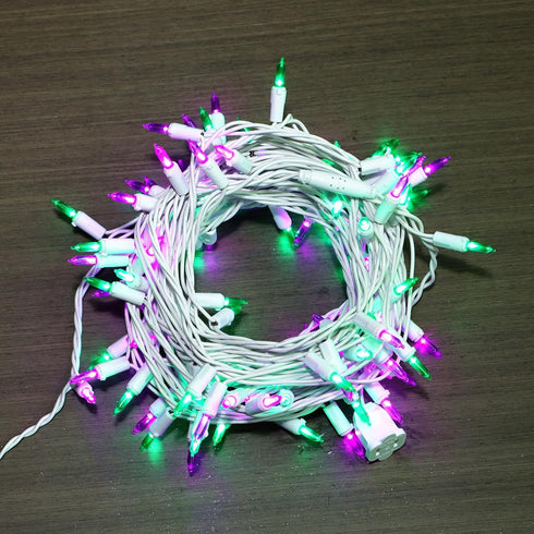 100 LED Green Purple White Wire String Lights, Commercial Grade UL Decorative Lighting String, for Indoor Outdoor Spring, Garden, Patio, Rosebush,...