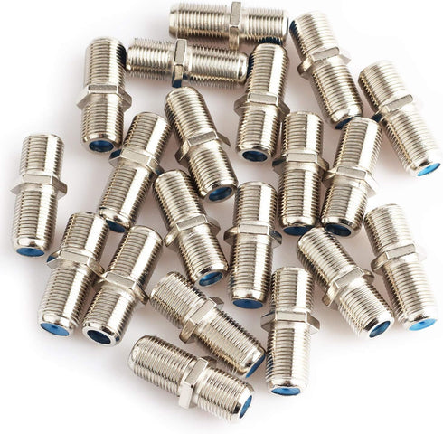 Pasow F81 Barrel Connectors High Frequency 3GHz Female to Female F-Type Adapter Couplers (20 pcs, Silver)...