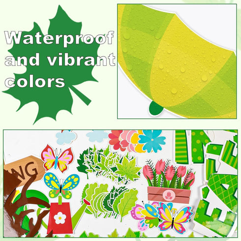 149 Pcs Spring Bulletin Board Boarder Decorations Set Be-Leaf in Yourself Spring Cut Outs Classroom Tree Spring Leaves Flowers Umbrella Cutouts fo...