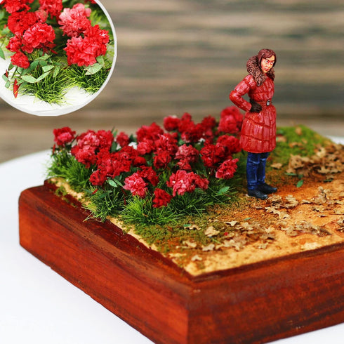Cayway 2 Color Flower Vegetation Groups Flower Cluster Model Grass Tufts Set Miniature Static Scenery Model for DIY Architecture Building Garden S...