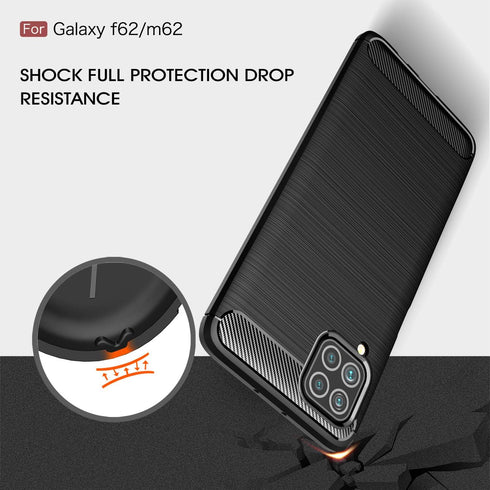 Case Compatible with Samsung Galaxy M62 Case Compatible with Galaxy F62 Case, Carbon Fiber Texture Design Cover Shock Absorption Compatible with S...