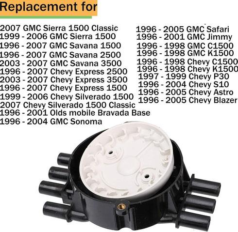Ignition Distributor Cap and Rotor Kit Compatible with GMC Chevrolet Trucks V6 4.3L Vortec - 1996-2005 Astro Blazer, 1996-2001 Jimmy and more | Re...