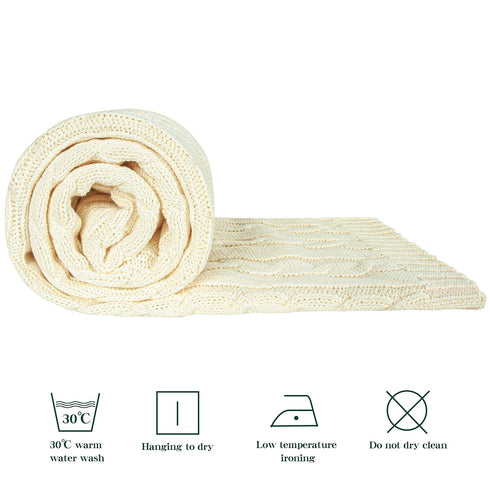 NTBAY 100% Pure Cotton Cable Knit Toddler Blanket, Super Soft Warm Breathable 30x40 Baby Blanket for Crib, Stroller, Nursery, Travel, Newborn, 30x...