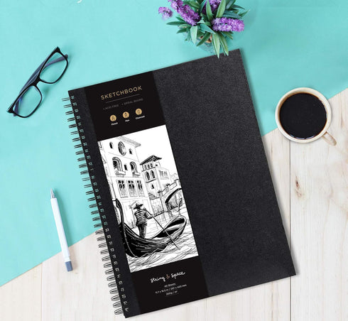 Artist’s Sketchbook Hardcover – 200GSM Very Thick Paper – Large, Spiral Sketch Book for Drawing and Mixed Media – Sketch Pad, Art Book - 11.4 x16....