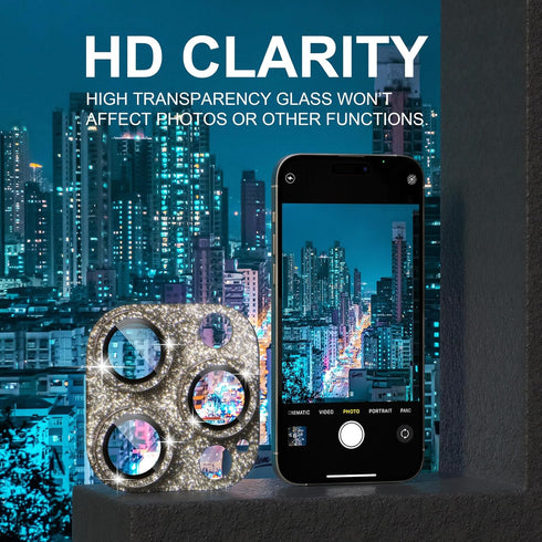 Choiche Compatible for iPhone 15 Pro/iPhone 15 Pro Max Camera Lens Protector, Bling Camera Cover with 9H Tempered Glass Lens Screen Protector Meta...
