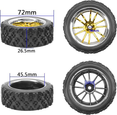 ShareGoo 4Pcs 1/10 On Road Tires & Plastics Wheel Rims 12mm Hex Compatible with Tamiya TT01 Kyosho Sakura D3 Traxxas 4Tec 2.0 1/10 RC On Road Raci...