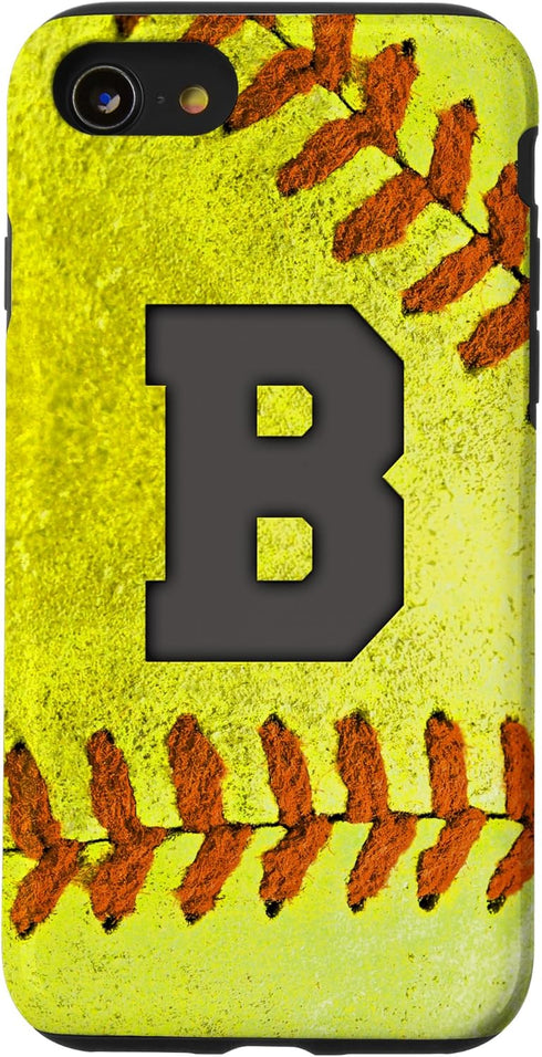 iPhone SE (2020) / 7 / 8 Softball Phone Case with letter B Softball Player Name Gift Case...