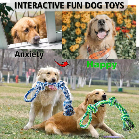 Dog Rope Toys 2 Pcs Indestructible Dog Toys, Dog Chew Toys for Aggressive Chewers, Tough Puppy Teething Chew Toys for Boredom, Dental Cleaning Tug...