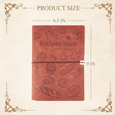 Recipe Book To Write In Your Own Recipes, 6.5 x 9 in Leather Blank Cookbooks Recipe Journal Recipe Book Gift for Mom, Grandma, Sister...