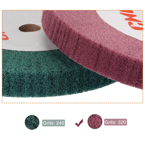 uxcell 150mm x 25mm 320 Grit Non-Woven Polishing Burnishing Wheel Nylon Wire Drawing Abrasive Flap Wheel for Stainless Steel Copper Red...