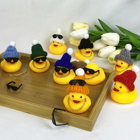 12 Set Mini Ducks with Mini Hats Necklace and Sunglasses Bath Duck Toy for Baby Shower Birthday Swimming Party Gift Favor Decorations...