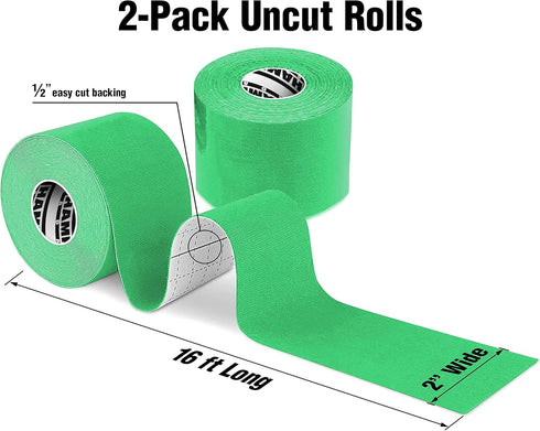 Hampton Adams | As Seen on Shark Tank | Elastic Kinesiology Tape (2-Pack) | Uncut Athletic Tape Supports & Protects Muscles Knees Shoulders & Plan...