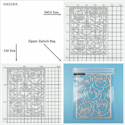 Words Happy Valentine's Day Rose Backplane Metal Cutting Dies for Card Making, Paper Embossing Die Cuts Kit Templates, Storage Pockets Supplies, P...