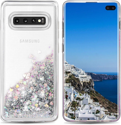 for Galaxy S10 Plus Case,Double Layer Design Bling Flowing Liquid Floating Sparkle Colorful Glitter Waterfall TPU Protective Phone Case for Galaxy...