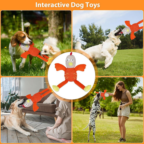Squeaky Large Dog Toys with Crinkle Paper, Interactive Puppy Toys, Tough Dog Pull Toy, Tug of War Dog Chew Toys for Small, Medium, Large Dogs...
