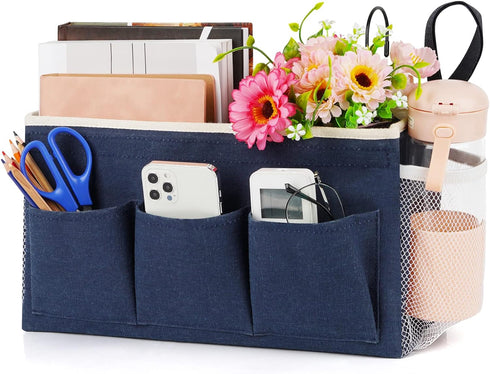 Bedside Caddy Bedside Organizer Bedside Storage Caddy with Fixed Straps and Water Bottle Holder for Home College Dorm Bunk Bed Hospital Bed Crib B...