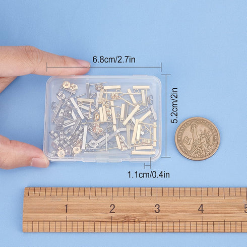 SUNNYCLUE 1 Box 40Pcs 4 Style 304 Stainless Steel Stud Earring Findings with 40 Pcs Stainless Steel Ear Nuts Earring Posts with Loop for Jewelry M...