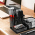M&G Mesh Pen Holder Desk Organizers Pencil Holder for Desk Black, 3 Compartments Metal Office Supply Organizer with Sticky Notes Holder for School...